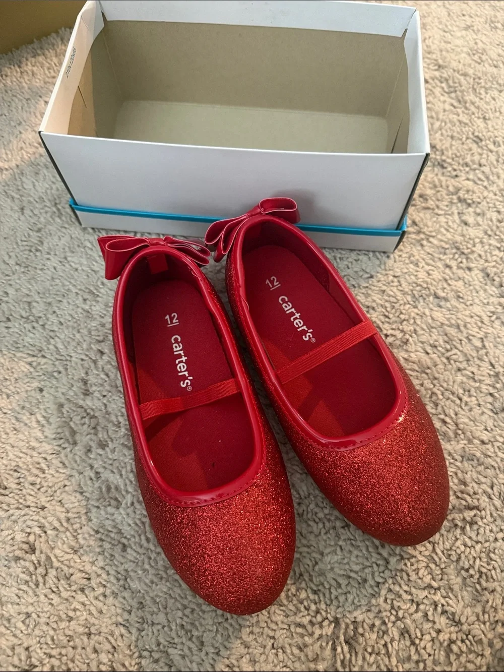 Carter's Red Glitter Bow Mary Jane Shoes